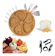 VIDRO & DECOR Kit Petisqueira Redonda Madeira + 4 Facas Queijo + 4 Peças Vinho 1
