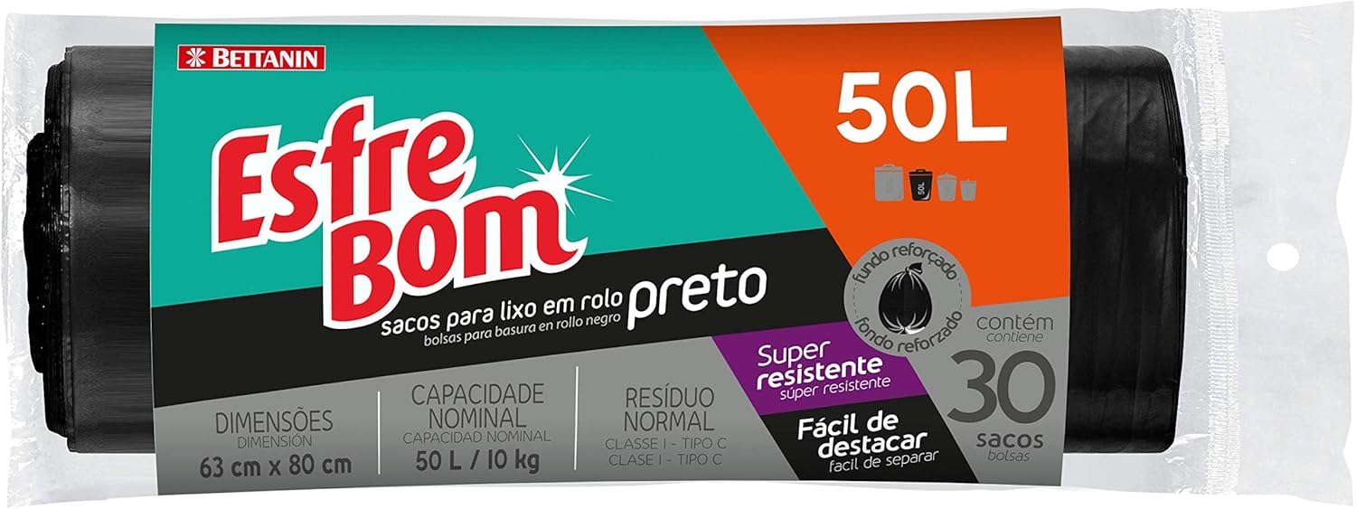 EsfreBom Sacos para Lixo Preto Rolo 50 L 1