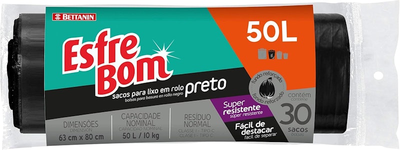 EsfreBom Sacos para Lixo Preto Rolo 50 L 1