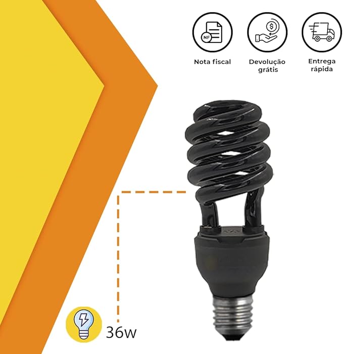 Lâmpada Luz Negra 36 W Espiral - Efeito Neon 5