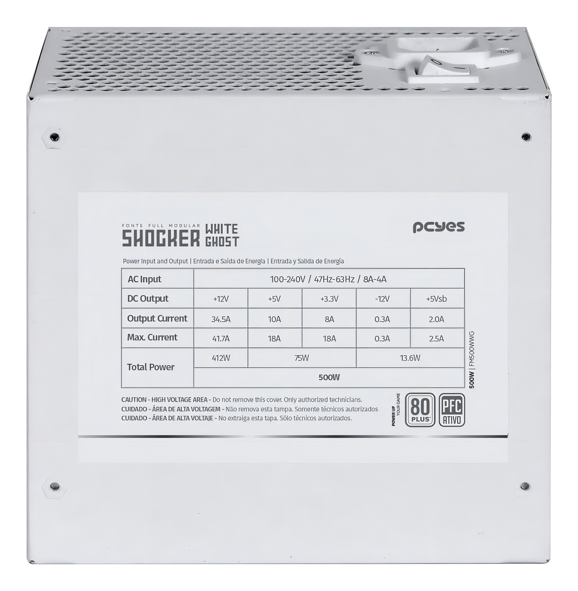 Fonte ATX 500 W Shocker Full Modular White Ghost Pcyes 4