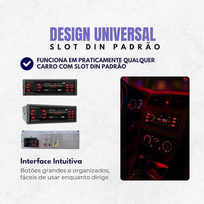 Rádio Automotivo MP3 Player Bluetooth com Controle Remoto  4