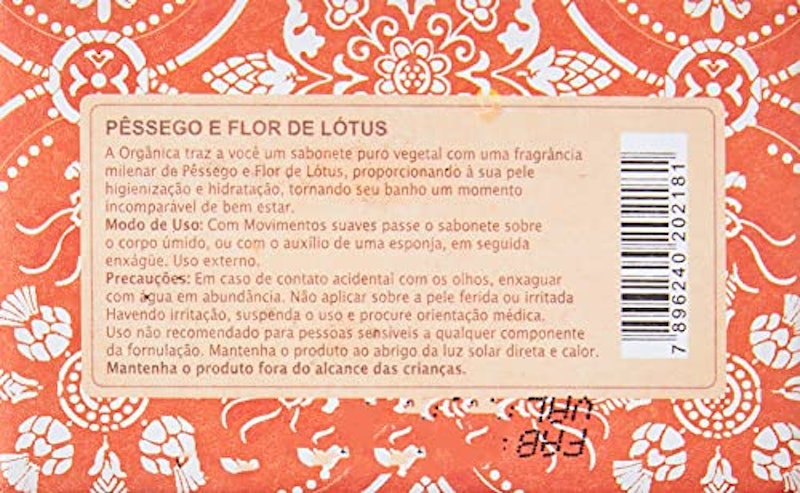 Sabonete em Barra Puro Vegetal Pêssego e Flor de Lótus 2