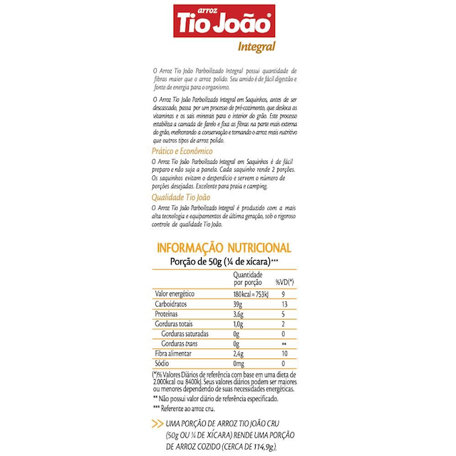 Arroz Tio João Integral Boil in Bag  3
