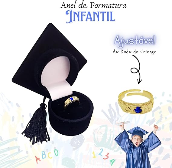 Anel Formatura Infantil Menino Pedra Azul 2