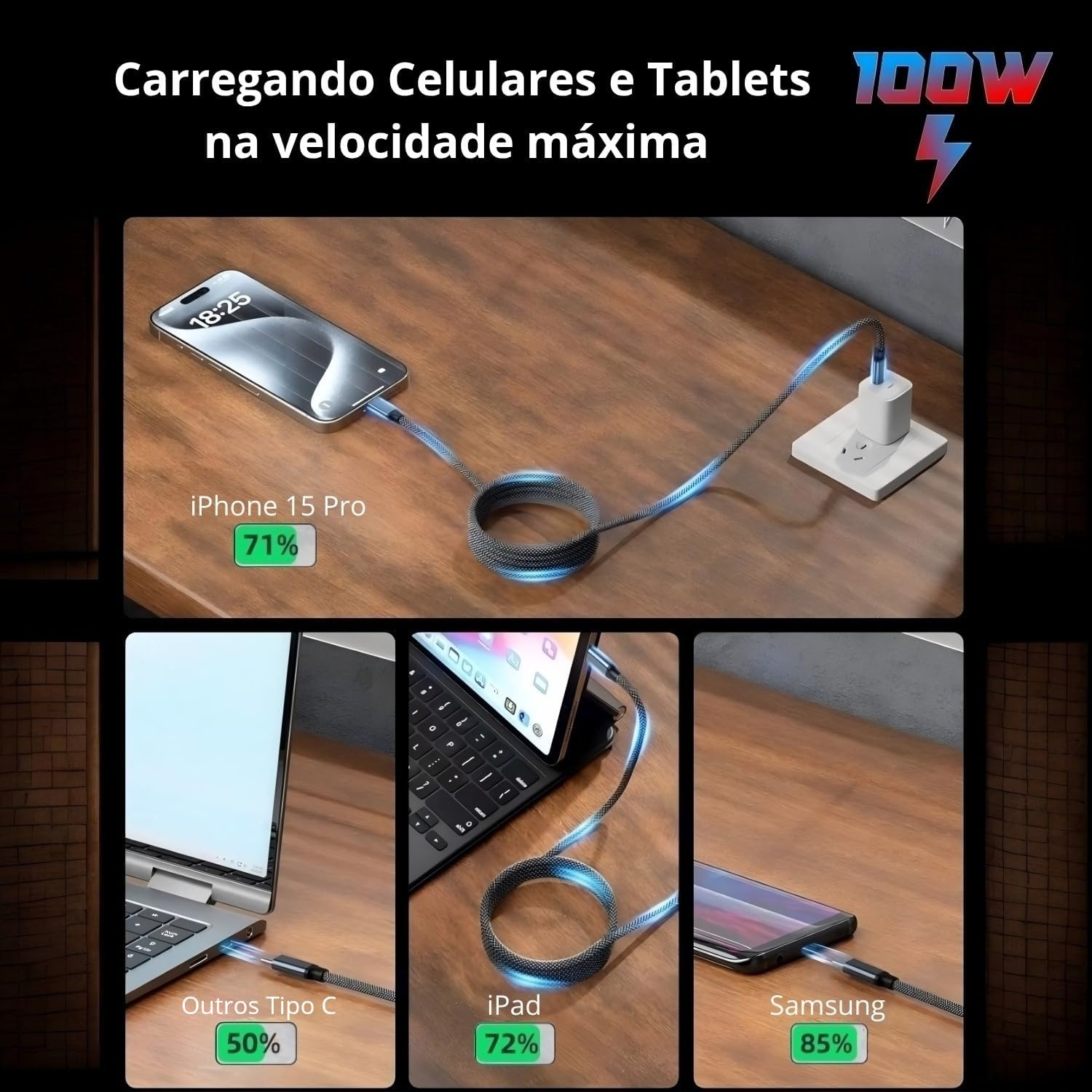 Cabo USB-C para USB-C 2 m 100 W Flensbox 3