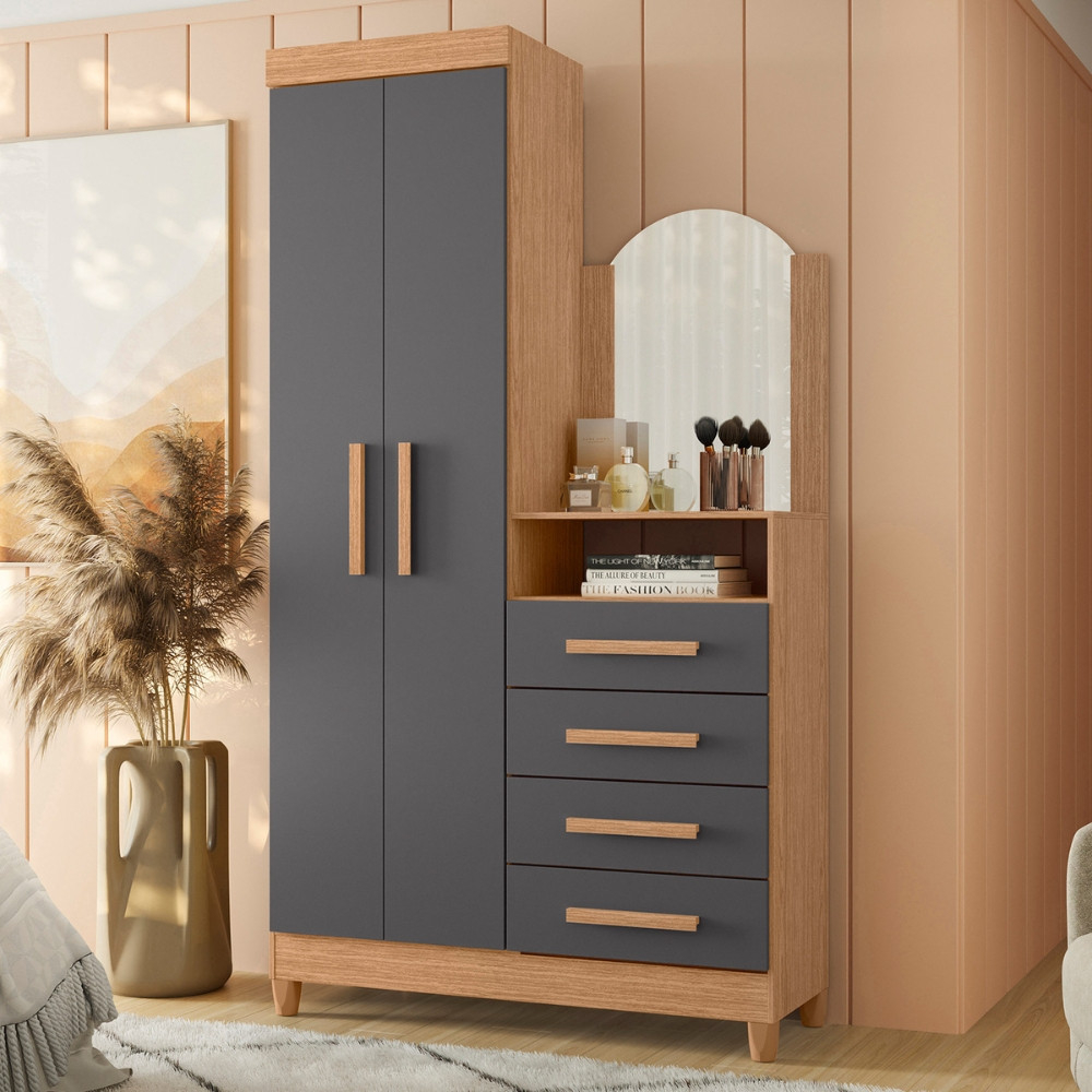 Guarda-Roupa com Cômoda 2 Portas e 4 Gavetas Capri 4