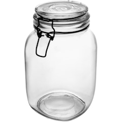 Pote Hermético de Vidro com Silicone e Clipe em Metal Vintage