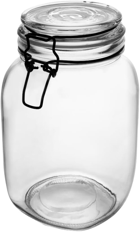 Pote Hermético de Vidro com Silicone e Clipe em Metal Vintage 1