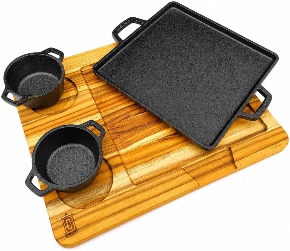 Kit Chapa de Ferro Fundido com Tábua e Molheiras 1