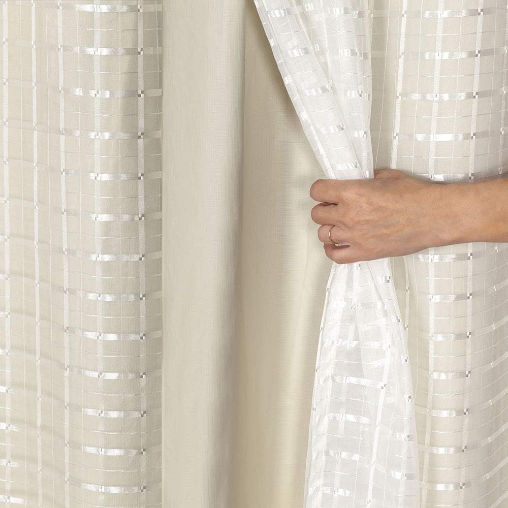 Cortina Blackout PVC com Tecido Voil Xadrez 1