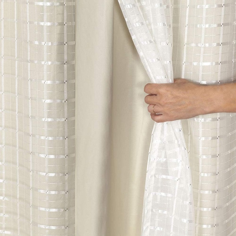 Cortina Blackout PVC com Tecido Voil Xadrez 1