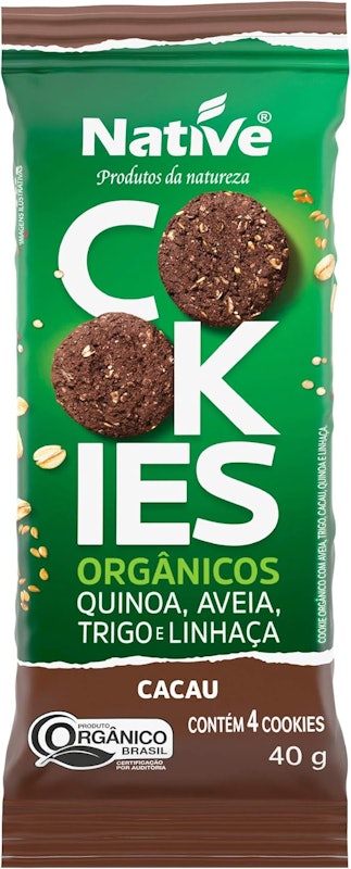 Cookies Orgânicos Native De Quinoa, Aveia, Trigo e Linhaça Sabor Cacau 40 g 1