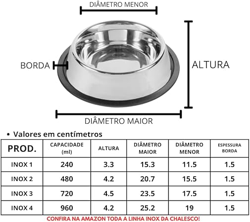 Comedouro Inox 1 3