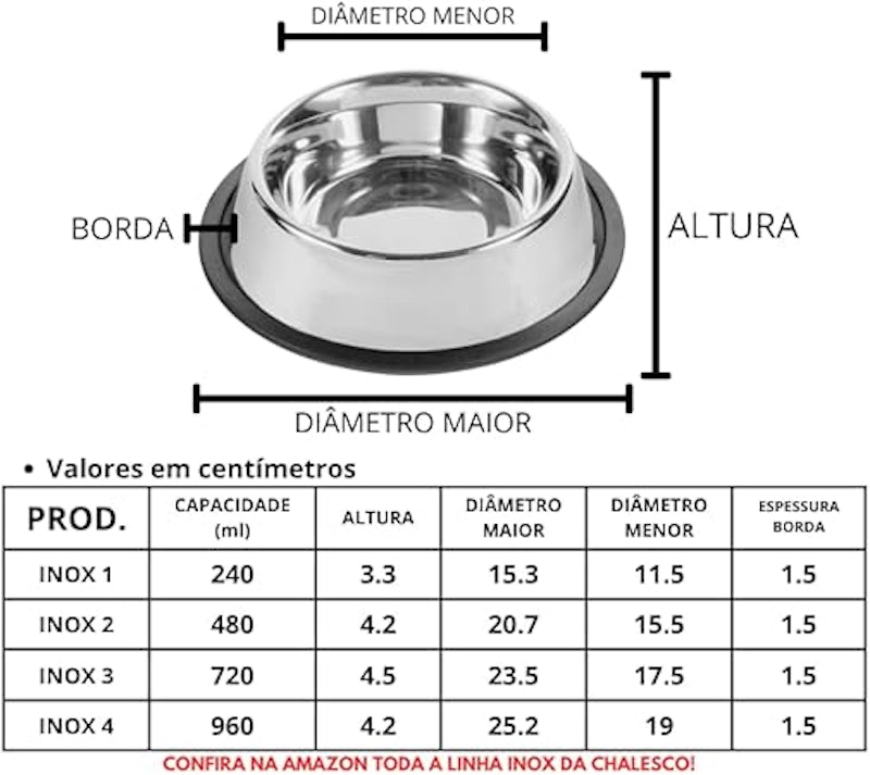 Comedouro Inox 1 3