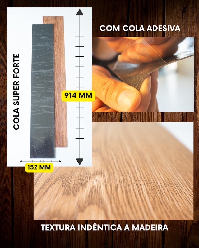 Piso Vinílico Autocolante Régua 15,24 cm 1667 m² Madeira 2