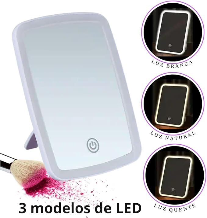 Espelho de Maquiagem com Touch e Borda de Luz LED X-Matte 5