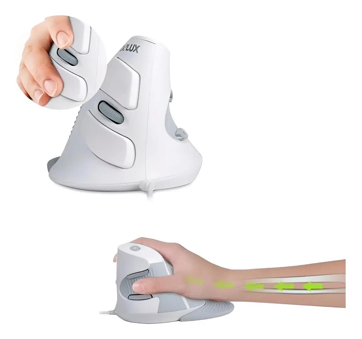 DeLux Mouse Ergonômico Vertical com Fio 1