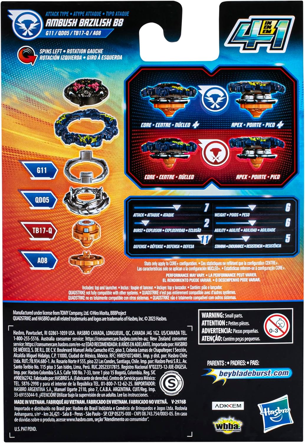 Beyblade Burst QuadStrike Ambush Bazilisk B8 Kit Inicial 4