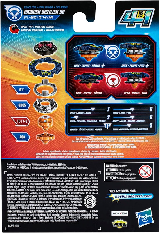 Beyblade Burst QuadStrike Ambush Bazilisk B8 Kit Inicial 4