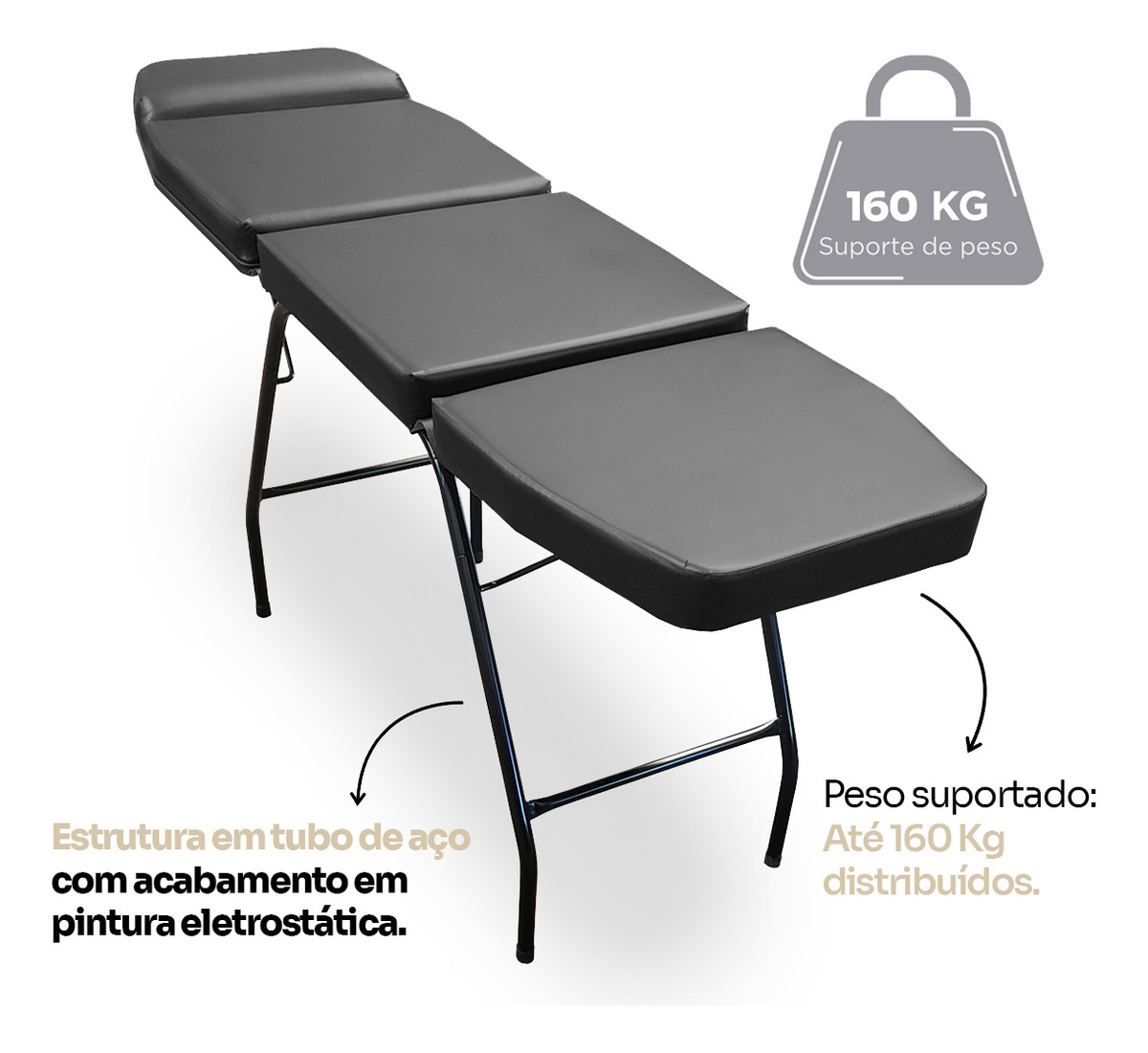 Maca 3 Posições Reclinável Estética Massagem Tattoo Depilação 3