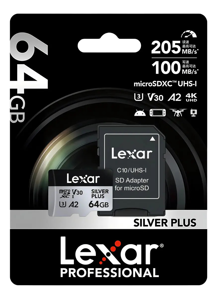 Cartão microSDXC UHS-I SILVER PLUS Lexar Profissional 3