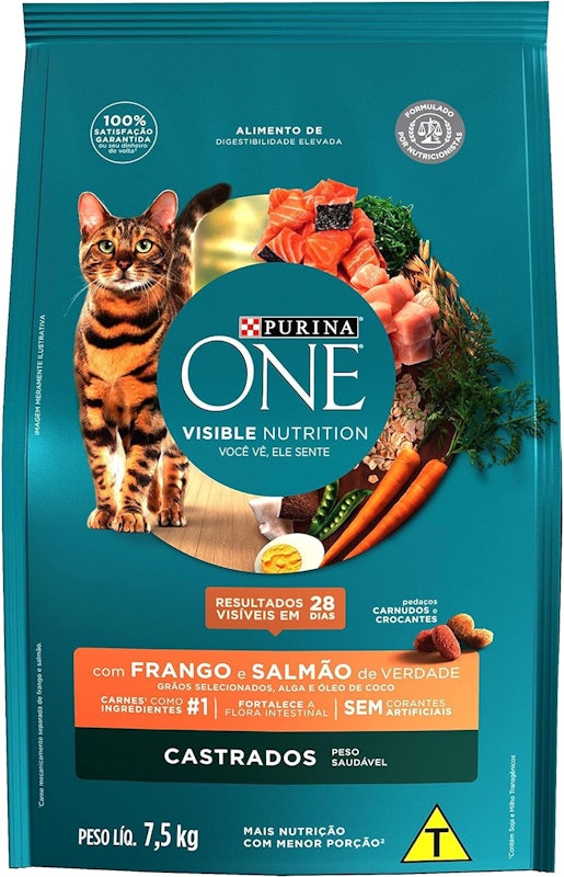 Ração Seca para Gatos Adultos Castrados Todas as Raças Frango e Salmão 1