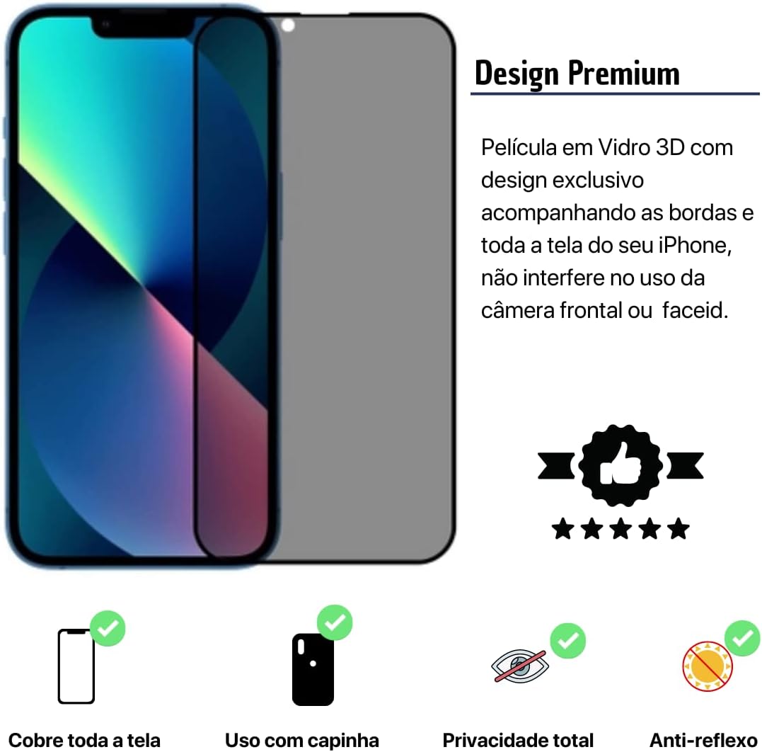Película 3D Privacidade Anti Spy para iPhone 3