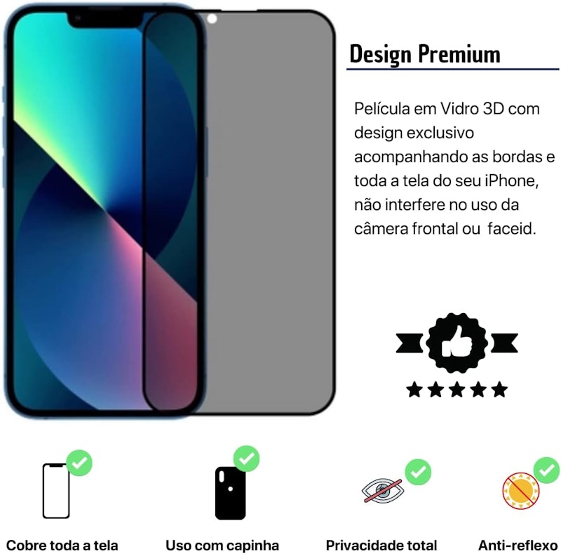 Película 3D Privacidade Anti Spy para iPhone 3