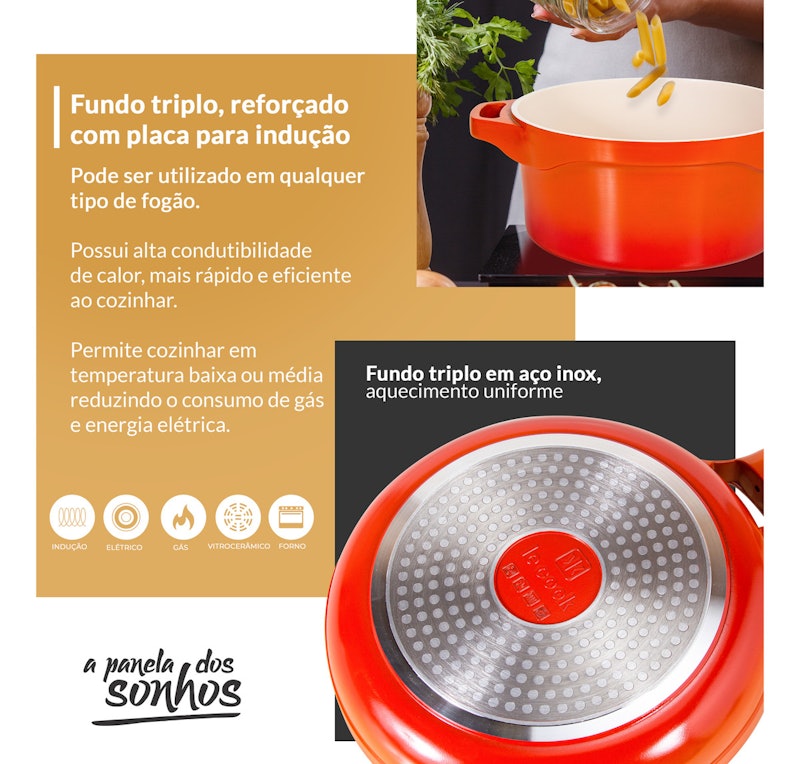 Panela Tipo Caçarola com Revestimento Cerâmico 32 cm 5