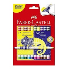 Canetinha Hidrográfica Faber-Castell Bicolor 24 Cores