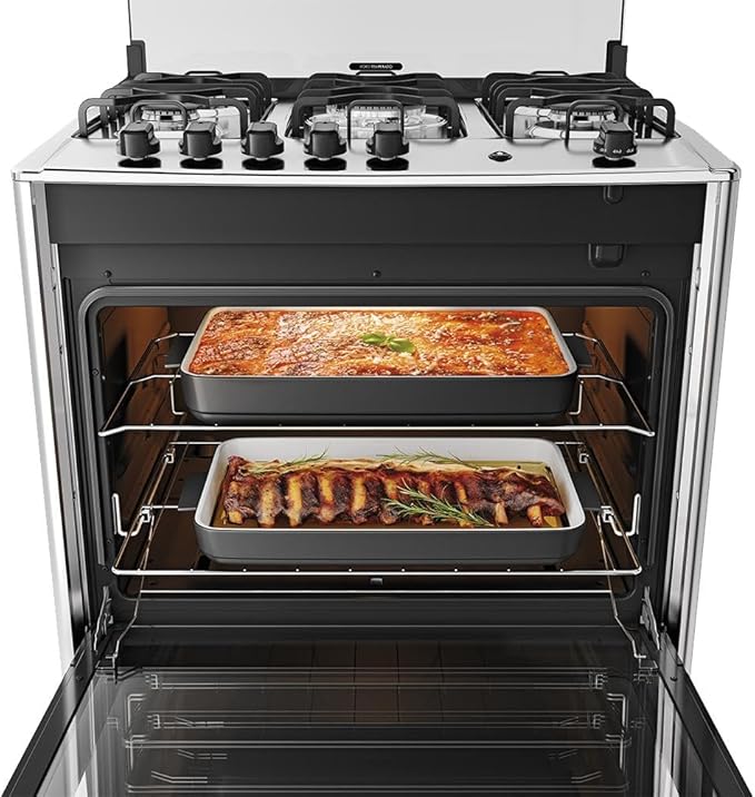 Fogão 5 Bocas Preto com Mesa de Inox Dako Magister 5