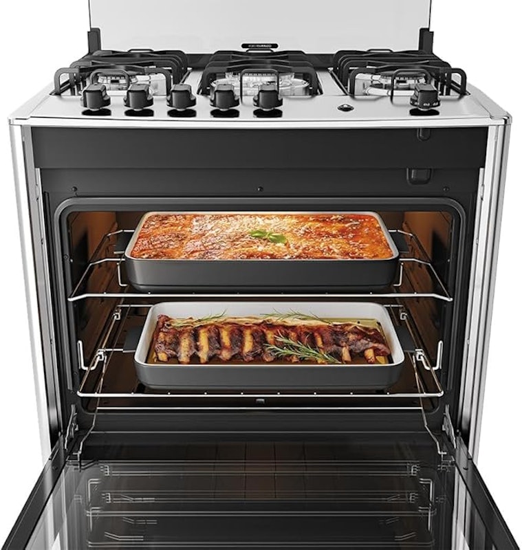 Fogão 5 Bocas Preto com Mesa de Inox Dako Magister 5