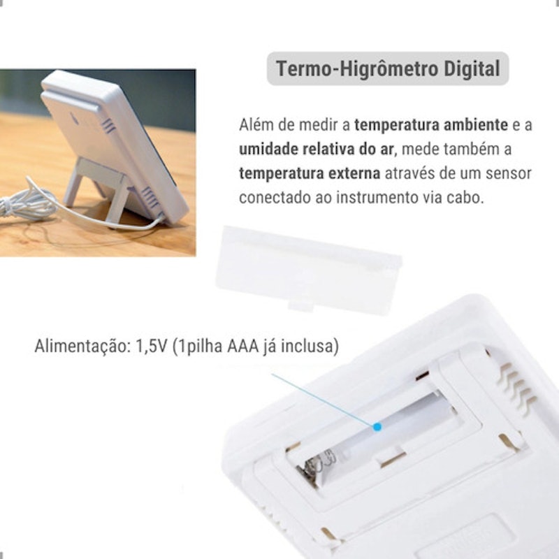 Termômetro Medidor de Umidade e Temperatura com Sensor Externo Exbom 4