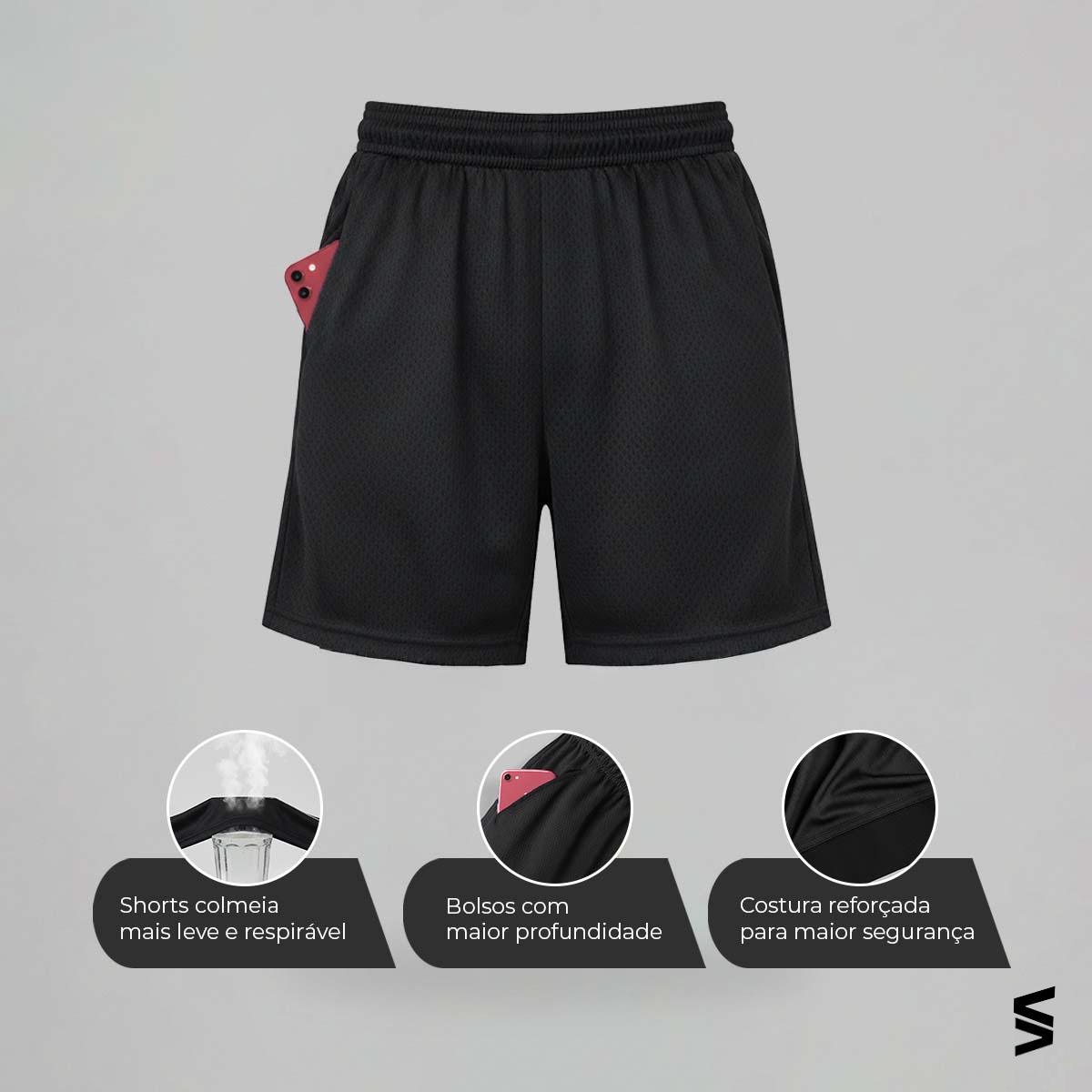 Kit 3 Shorts Masculinos Básicos Bermuda Fitness 3