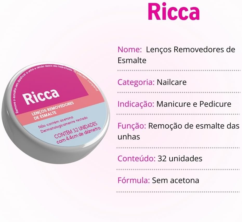 Lenço Removedor de Esmalte Ricca 2