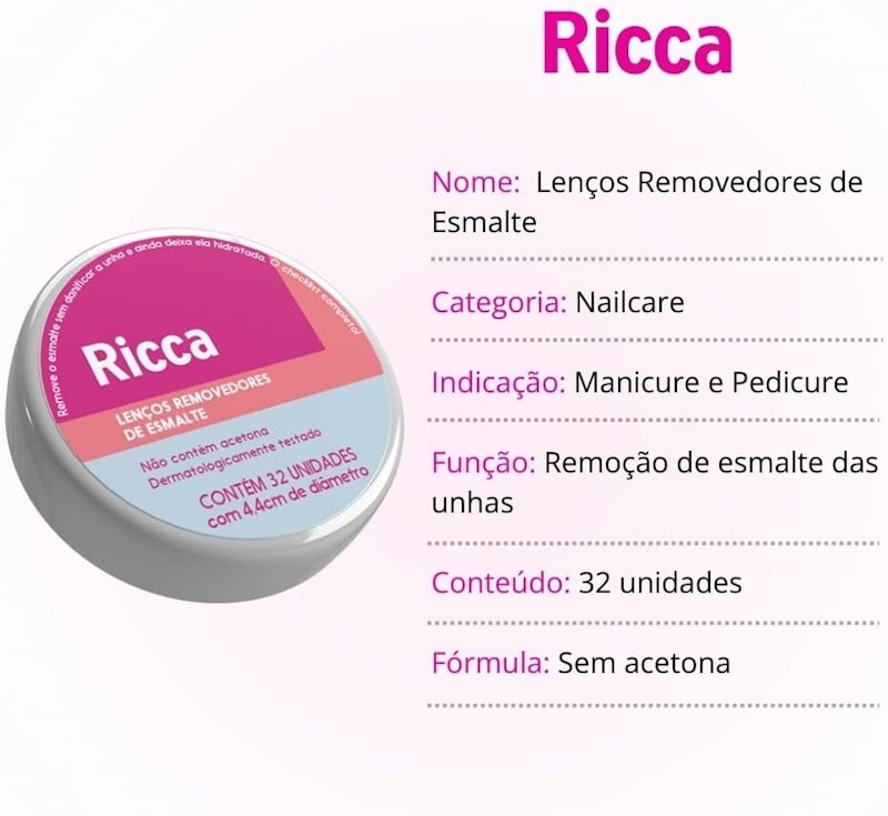 Lenço Removedor de Esmalte Ricca 2