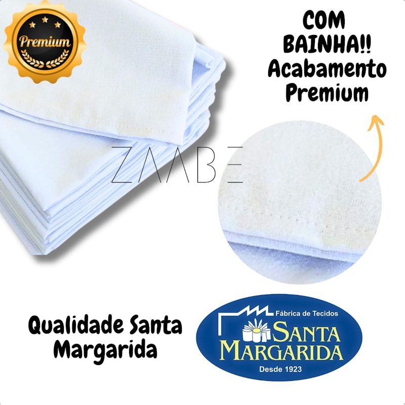 Kit 15 Panos Prato Branco Liso Santa Margarida SM08 4