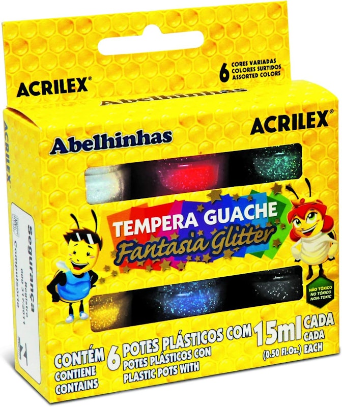 Tinta Tempera Guache Fantasia Glitter 1