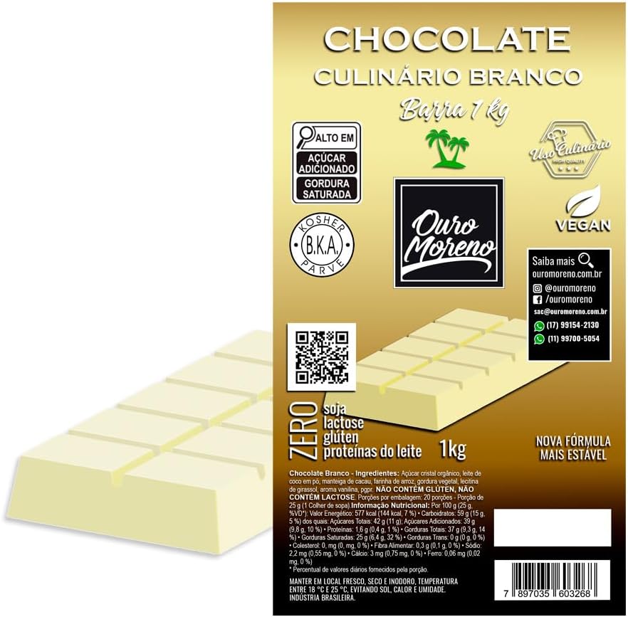 Barra de Chocolate Branco Ouro Moreno 1