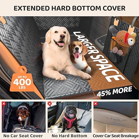 Capa de Assento de Carro para Cachorro de Banco Traseiro com Fundo Rígido 2