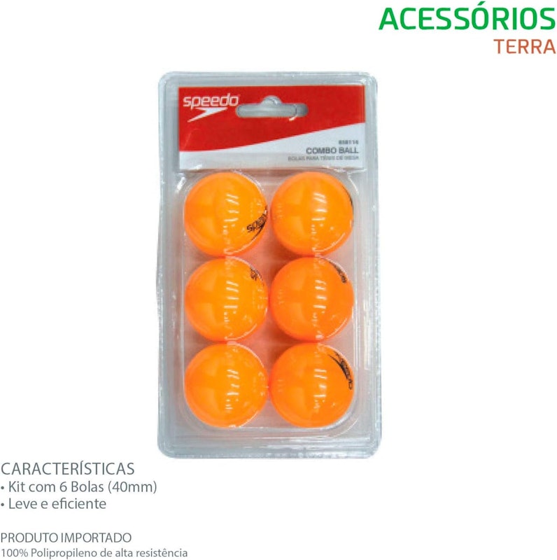 Kit de Bolas para Tênis de Mesa com 6 Unidades Laranja Speedo 3