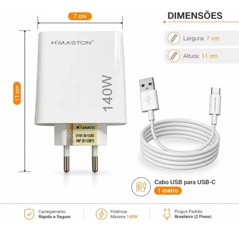 Carregador Turbo 140 W USB-C 2