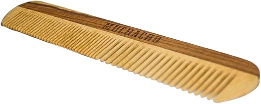 Pente de Madeira para Barba Muchaco Duplo Dentes Estreitos e Largos 1