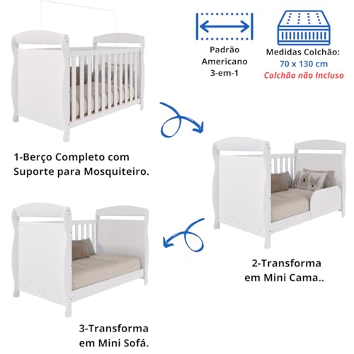 Berço Americano Marquesa 100% MDF Multifuncional 3 em 1 3