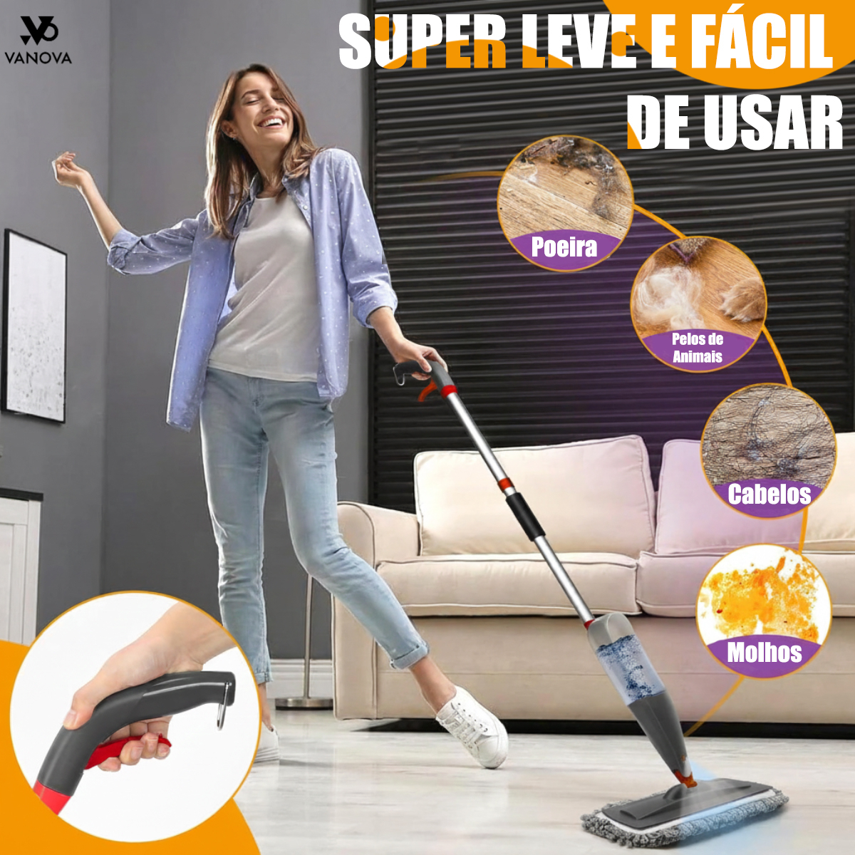 Mop Spray com 800 ml Vanova 3