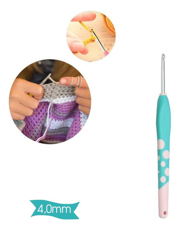 Agulha para Crochê de Alumínio com Cabo Ergonômico 4 mm Sew Mate 2