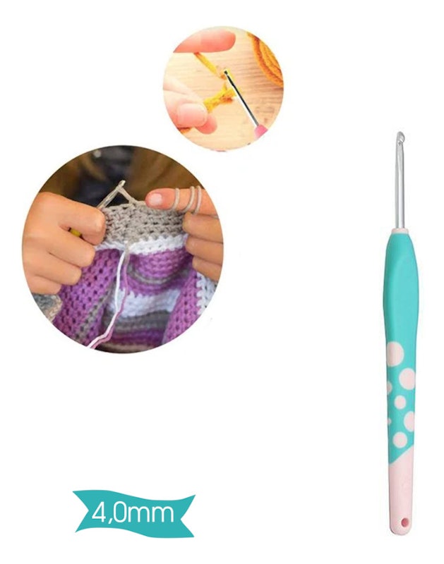 Agulha para Crochê de Alumínio com Cabo Ergonômico 4 mm Sew Mate 2