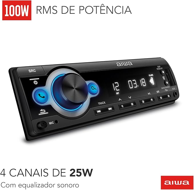 Som Automotivo Car Áudio 4X25 W BT Mic 2