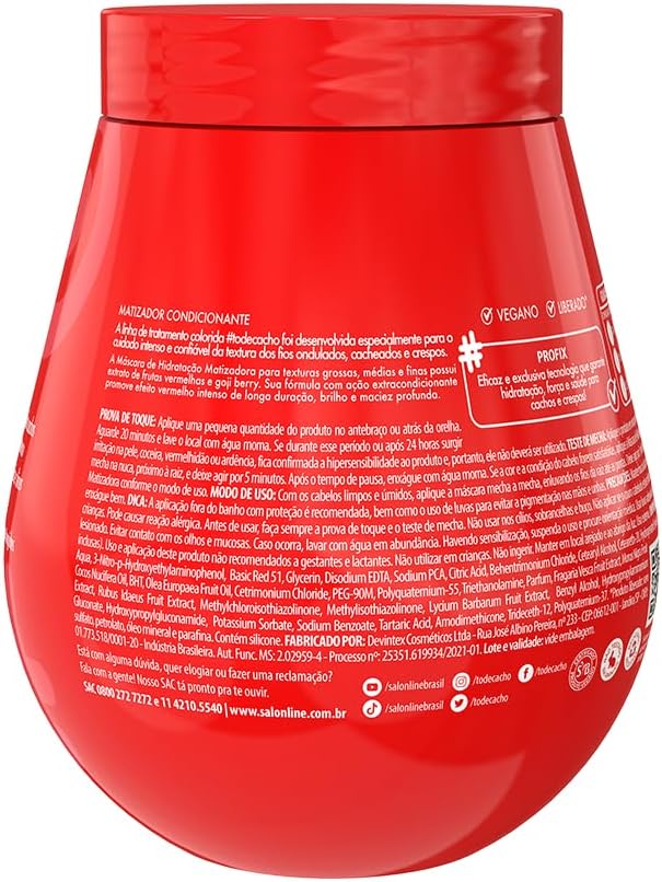 Máscara de Hidratação Matizadora Vermelha #todecacho 2